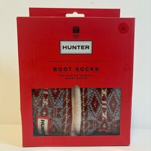 Hunter Patterned Boot Socks for Women - Red and Cream